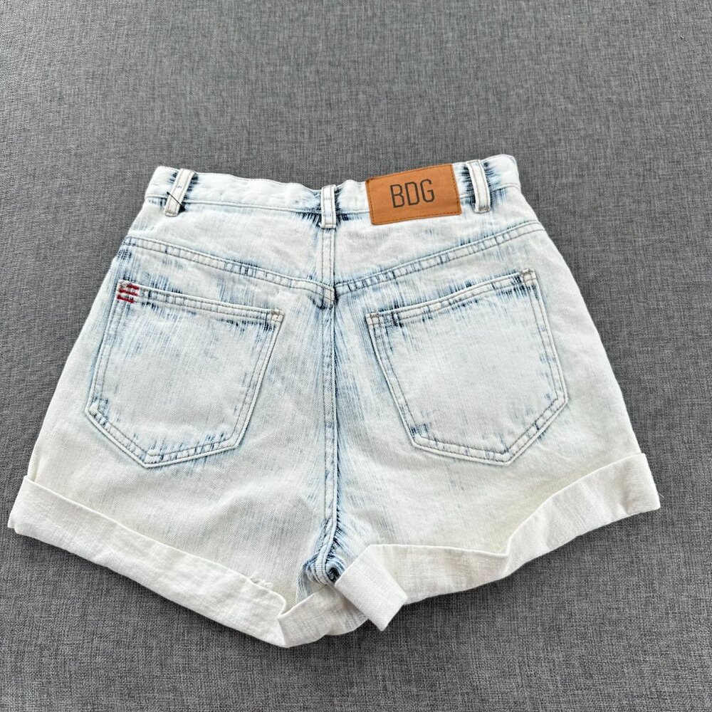BDG Urban Outfitters High Rise Shorts Rolled Hem Acid Wash 25 Waist Cotton - Picture 9 of 11